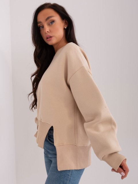 Bluza beżowa z asymetrycznym wykończeniem basic Bluza beżowa z asymetrycznym wykończeniem basic