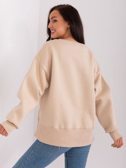 Bluza beżowa z asymetrycznym wykończeniem basic Bluza beżowa z asymetrycznym wykończeniem basic