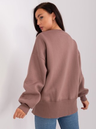 Bluza brązowa z asymetrycznym wykończeniem basic