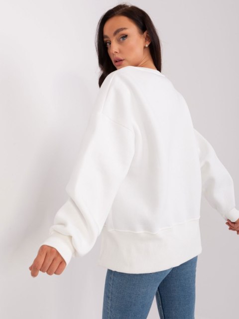 Bluza ecru z asymetrycznym wykończeniem basic Bluza ecru z asymetrycznym wykończeniem basic