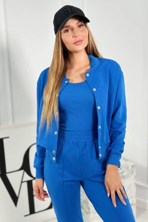 Komplet 3 w 1 bluza na napy + top + spodnie chabrowy Komplet 3 w 1 bluza na napy + top + spodnie chabrowy