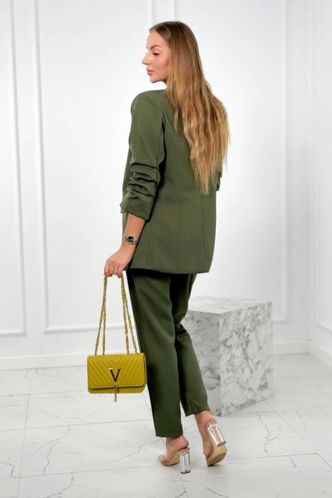 Komplet elegancki marynarka ze spodniami khaki