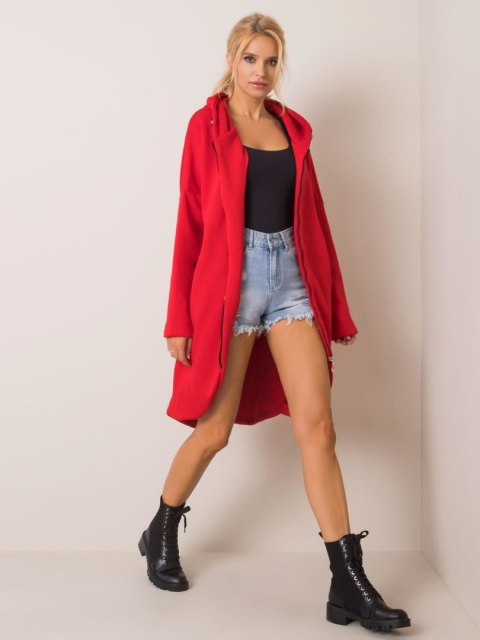 Bluza długa czerwona z kapturem i suwakiem Tina Bluza długa czerwona z kapturem i suwakiem Tina