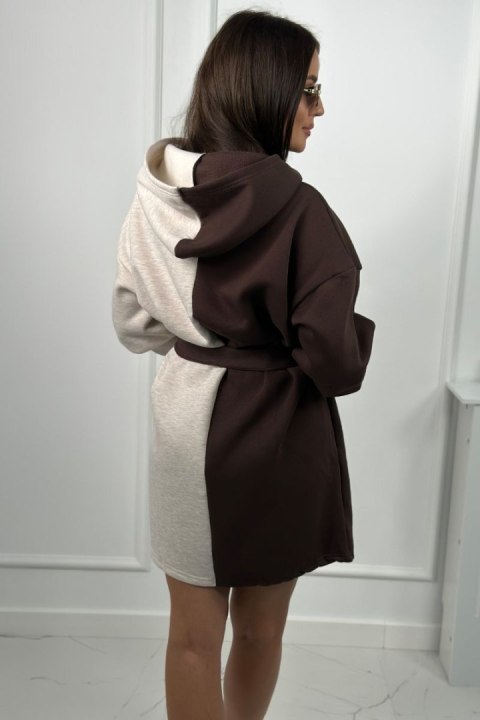 Bluza ocieplana dwukolorowa brązowy + beżowy melanż Bluza ocieplana dwukolorowa brązowy + beżowy melanż