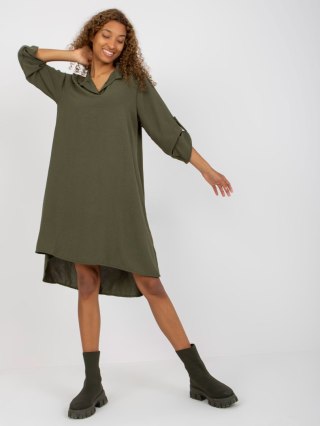 Sukienka koszulowa oversize asymetryczna khaki
