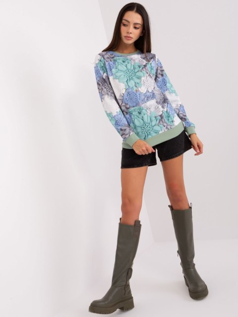Bluza damska niebieska w kwiaty Bluza damska niebieska w kwiaty