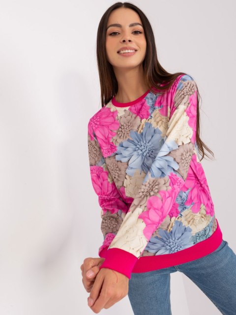 Bluza różowa z nadrukiem kwiatów Bluza różowa z nadrukiem kwiatów