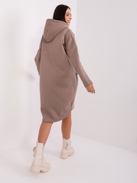 Bluza długa ciemnobeżowa z kapturem i suwakiem Tina Bluza długa ciemnobeżowa z kapturem i suwakiem Tina