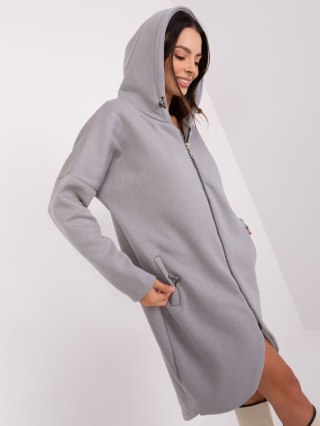 Bluza długa jasnoszara z kapturem i suwakiem Tina L/XL