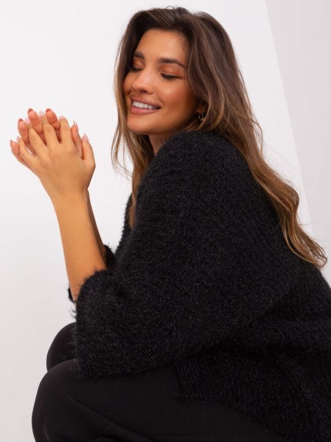 Kardrigan sweter narzuta czarna bez zapięcia akryl Kardrigan sweter narzuta czarna bez zapięcia akryl