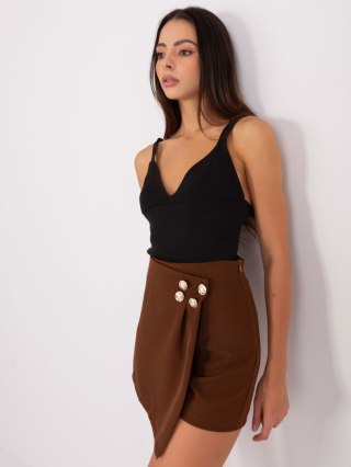 Brązowy damski komplet elegancki z szortami XL