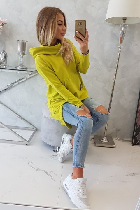 Bluza z długim tyłem i kapturem kiwi