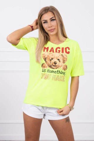 Bluzka z nadrukiem Magic żółty neon