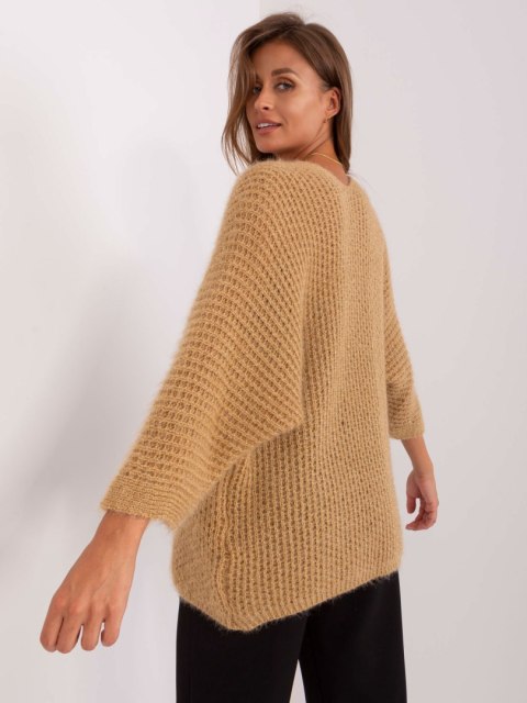 Kardrigan sweter camelowy damski bez zapięcia akryl Kardrigan sweter camelowy damski bez zapięcia akryl