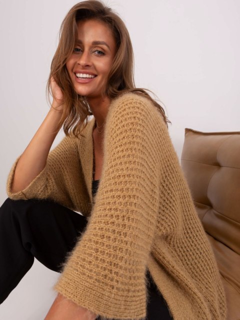 Kardrigan sweter camelowy damski bez zapięcia akryl Kardrigan sweter camelowy damski bez zapięcia akryl