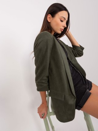 Marynarka zamszowa khaki bez zapięcia rękaw 3/4 M
