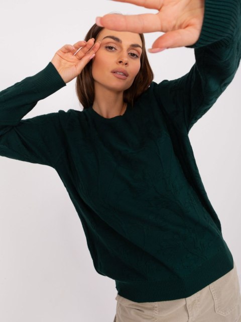 Sweter klasyczny ze ściągaczami ciemny zielony Sweter klasyczny ze ściągaczami ciemny zielony