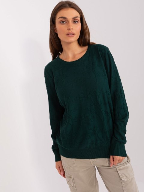 Sweter klasyczny ze ściągaczami ciemny zielony Sweter klasyczny ze ściągaczami ciemny zielony