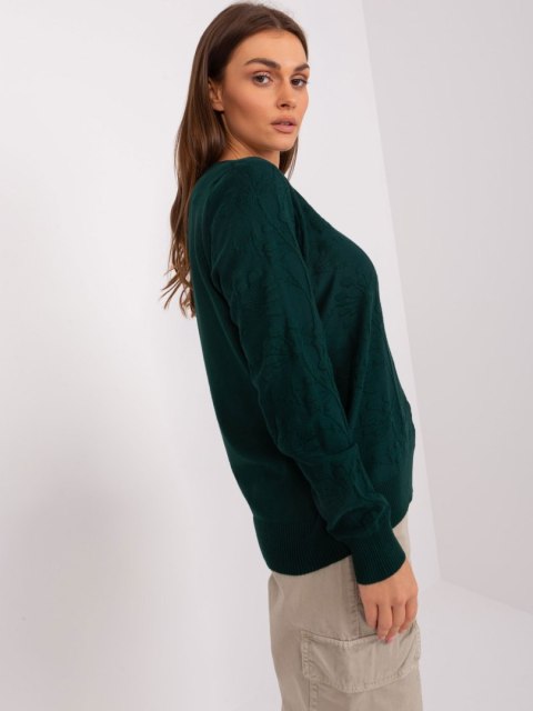 Sweter klasyczny ze ściągaczami ciemny zielony Sweter klasyczny ze ściągaczami ciemny zielony