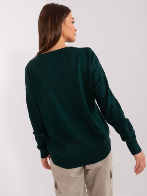 Sweter klasyczny ze ściągaczami ciemny zielony Sweter klasyczny ze ściągaczami ciemny zielony