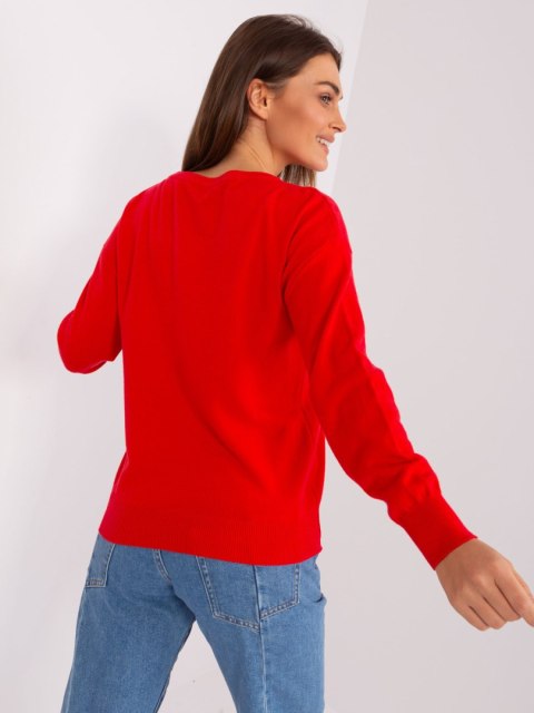 Sweter bawełniany czerwony z długim rękawem Sweter bawełniany czerwony z długim rękawem