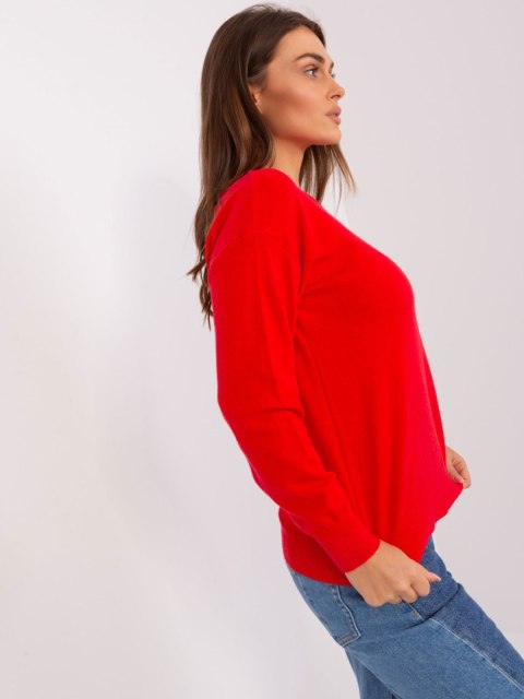 Sweter bawełniany czerwony z długim rękawem Sweter bawełniany czerwony z długim rękawem