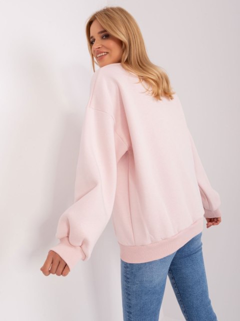 Bluza Boston jasnoróżowa dresowa bez kaptura oversize Bluza Boston jasnoróżowa dresowa bez kaptura oversize