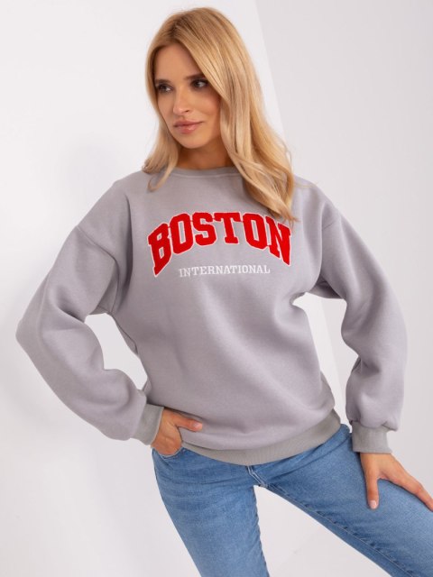 Bluza Boston szara dresowa bez kaptura oversize Bluza Boston szara dresowa bez kaptura oversize