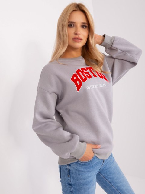 Bluza Boston szara dresowa bez kaptura oversize Bluza Boston szara dresowa bez kaptura oversize
