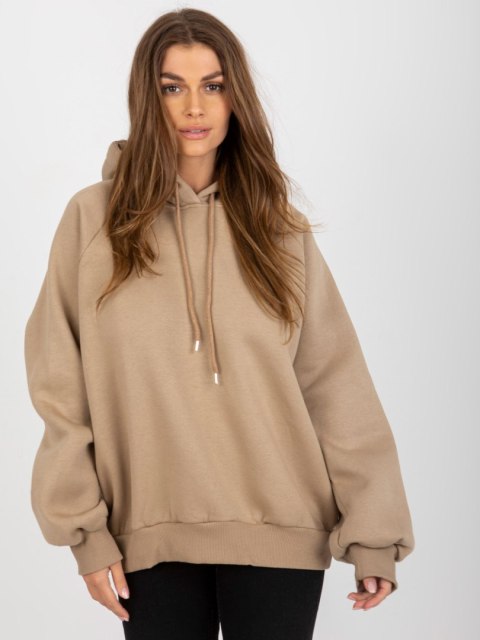 Bluza oversize z kapturem ciemny beżowy basic Bluza oversize z kapturem ciemny beżowy basic