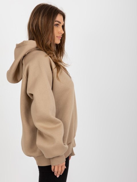 Bluza oversize z kapturem ciemny beżowy basic Bluza oversize z kapturem ciemny beżowy basic