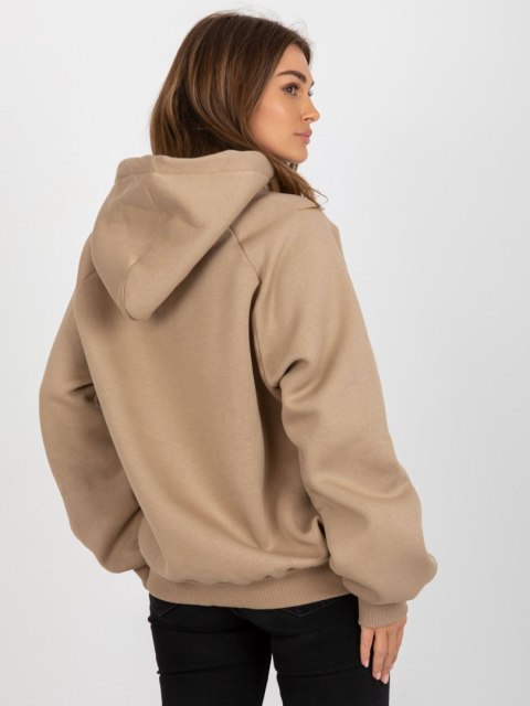 Bluza oversize z kapturem ciemny beżowy basic Bluza oversize z kapturem ciemny beżowy basic