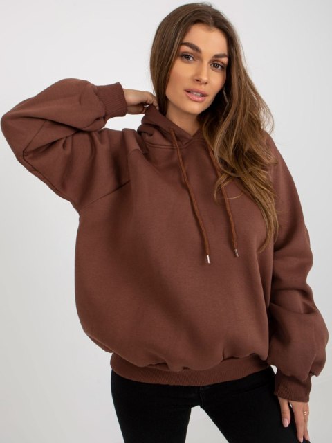 Bluza oversize z kapturem ciemno brązwa basic Bluza oversize z kapturem ciemno brązwa basic