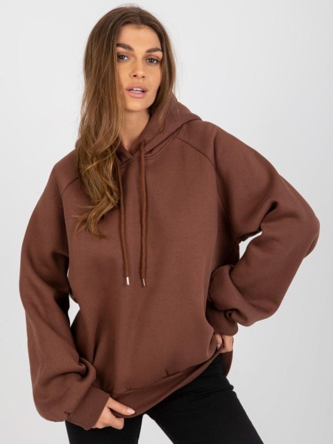 Bluza oversize z kapturem ciemno brązwa basic Bluza oversize z kapturem ciemno brązwa basic