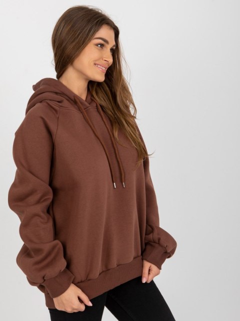 Bluza oversize z kapturem ciemno brązwa basic Bluza oversize z kapturem ciemno brązwa basic