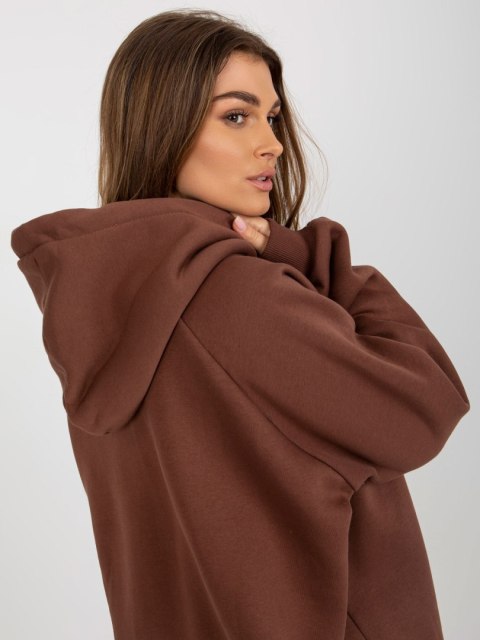 Bluza oversize z kapturem ciemno brązwa basic Bluza oversize z kapturem ciemno brązwa basic