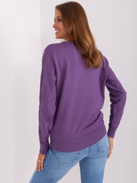 Sweter damski klasyczny ze ściągaczami fioletowy Sweter damski klasyczny ze ściągaczami fioletowy