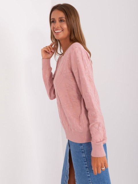 Sweter ddamski klasyczny ze ściągaczami jasno różowy Sweter ddamski klasyczny ze ściągaczami jasno różowy