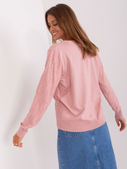 Sweter ddamski klasyczny ze ściągaczami jasno różowy Sweter ddamski klasyczny ze ściągaczami jasno różowy