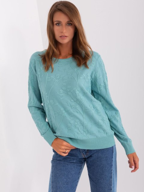 Sweter damski klasyczny ze ściągaczami miętowy Sweter damski klasyczny ze ściągaczami miętowy