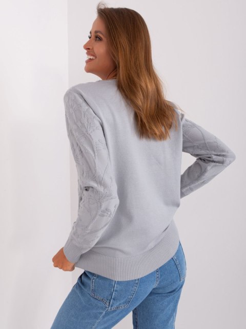 Sweter damski klasyczny ze ściągaczami szary Sweter damski klasyczny ze ściągaczami szary