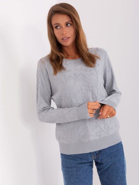 Sweter damski klasyczny ze ściągaczami szary Sweter damski klasyczny ze ściągaczami szary