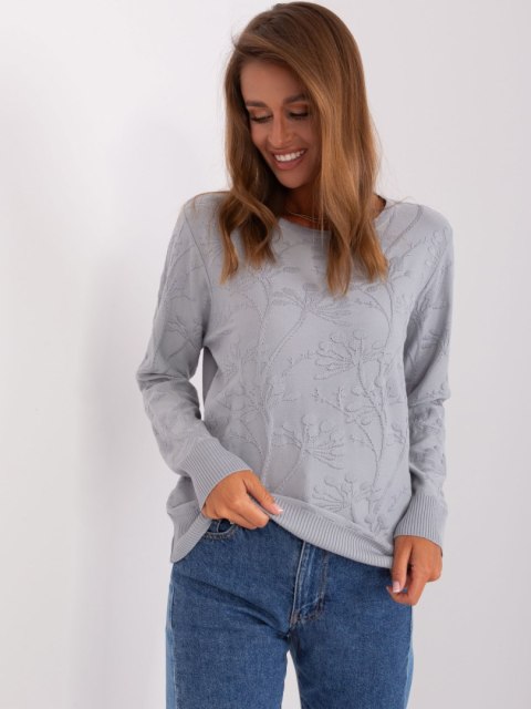 Sweter damski klasyczny ze ściągaczami szary Sweter damski klasyczny ze ściągaczami szary