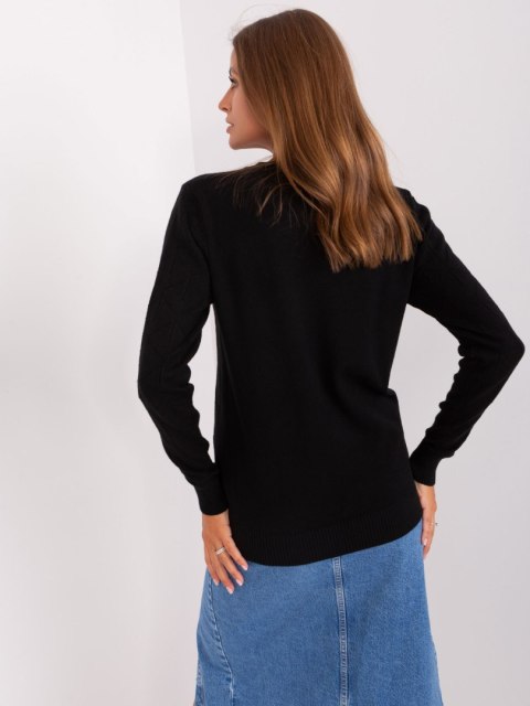 Sweter damski klasyczny basic czarny we wzory Sweter damski klasyczny basic czarny we wzory