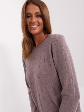 Sweter damski klasyczny basic jasny fioletowy we wzory