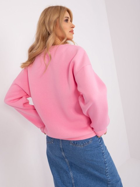 Bluza ocieplana oversize różowa z napisem Bluza ocieplana oversize różowa z napisem