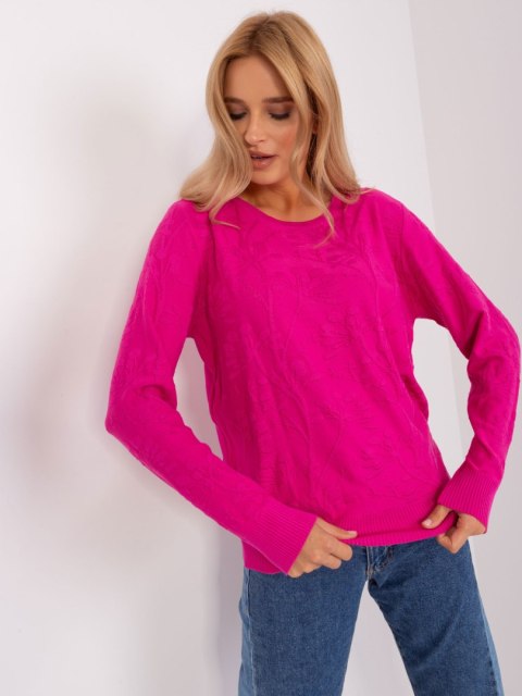 Sweter damski klasyczny ze ściągaczami fuksjowy Sweter damski klasyczny ze ściągaczami fuksjowy