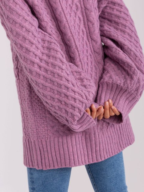 Sweter damski oversize fioletowy dzianinowy akrylowy Sweter damski oversize fioletowy dzianinowy akrylowy