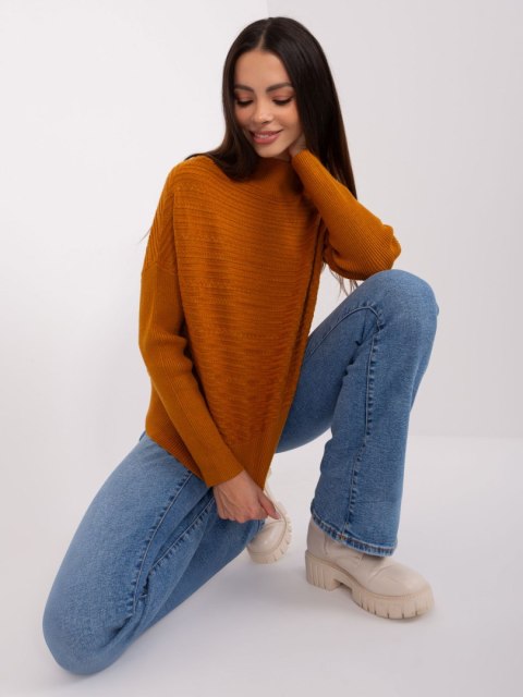 Sweter z półgolfem brązowy, oversize, nietoperz, asymetryczny Sweter z półgolfem brązowy, oversize, nietoperz, asymetryczny