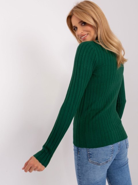 Golf sweter dopasowany prążkowany ciemny zielony Golf sweter dopasowany prążkowany ciemny zielony
